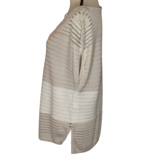 WHBM Tan Cap Sleeve Shadow Stripe Sweater Small - Picture 3 of 12